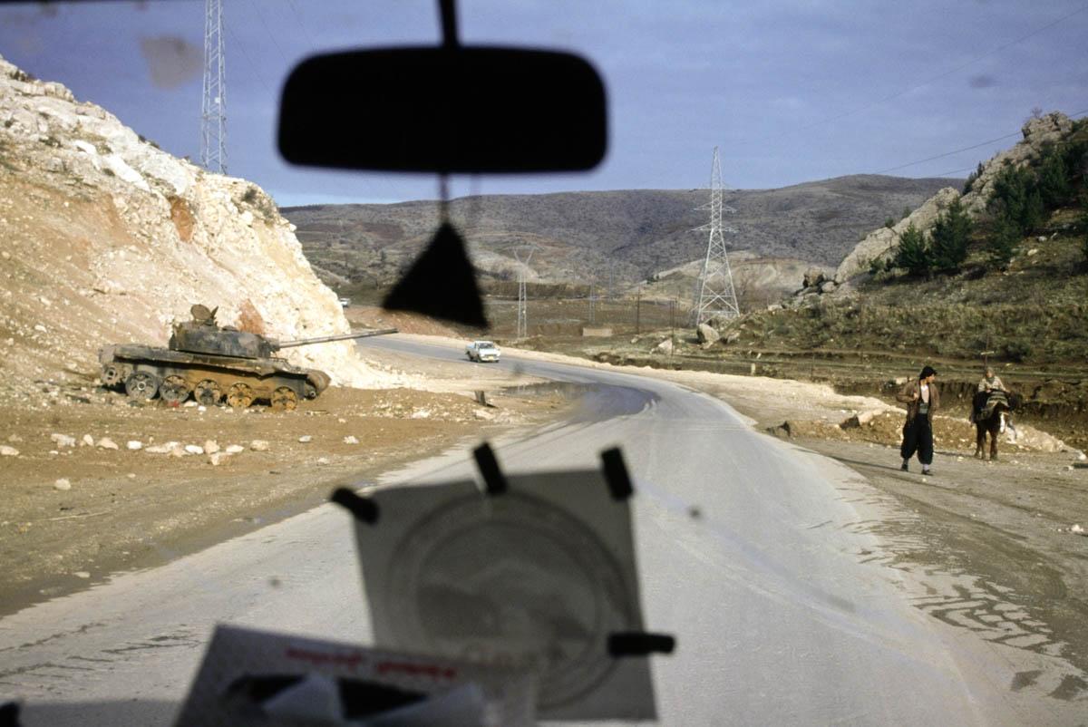 On the road into Northern Iraq across the border with Iran, 1991