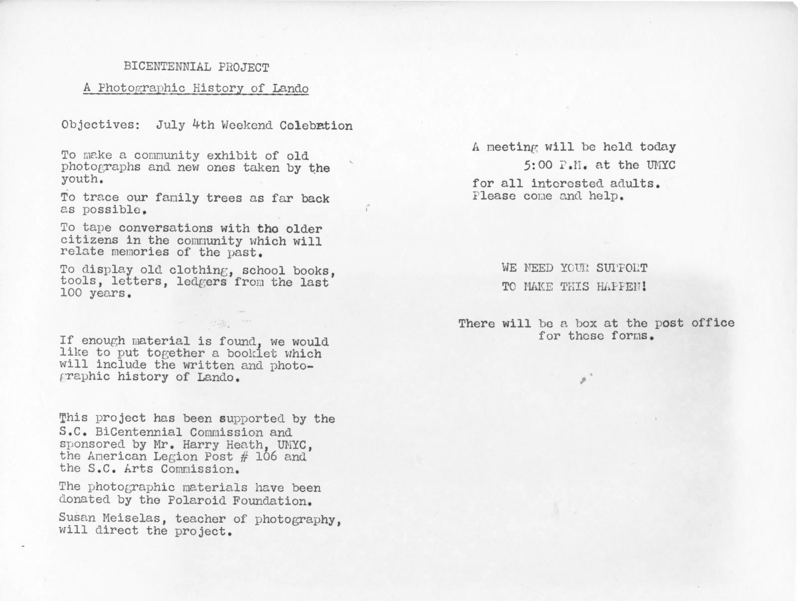 Notes on the Lando genealogy project, 1974-1975