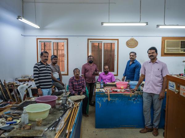 In Oman, a Dagger Symbolizes National Pride - SUR, OMAN-&shy;‐ NOVEMBER 22, 2022: Portaits of some of the workers at Al Sayegh...