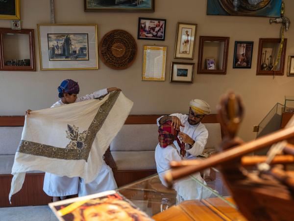 In Oman, a Dagger Symbolizes National Pride - SUR, OMAN-&shy;‐ NOVEMBER 21, 2022: Abdullah Al Farsi, co-owner of Al Sayegh Silversmithing...