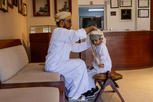 In Oman, a Dagger Symbolizes National Pride - SUR, OMAN-&shy;‐ NOVEMBER 21, 2022: Abdullah Al Farsi, co-owner of Al Sayegh Silversmithing...