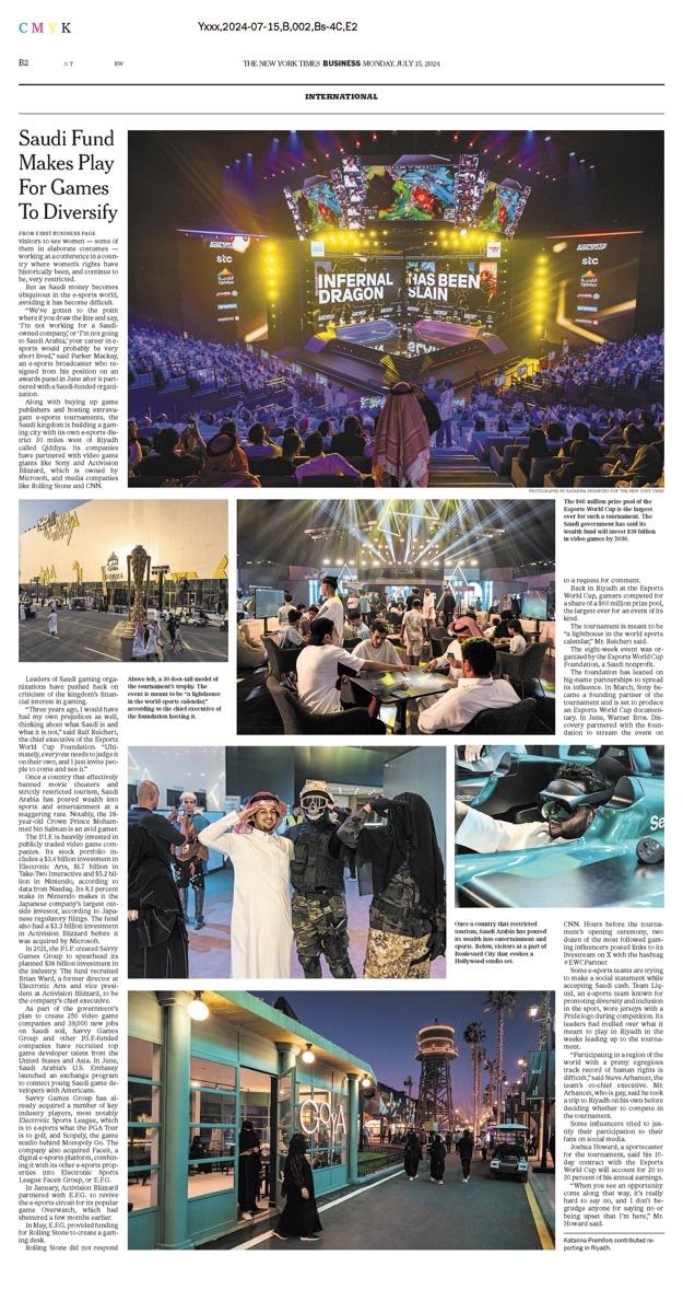 Esports World Cup in Saudi Arabia for The New York Times