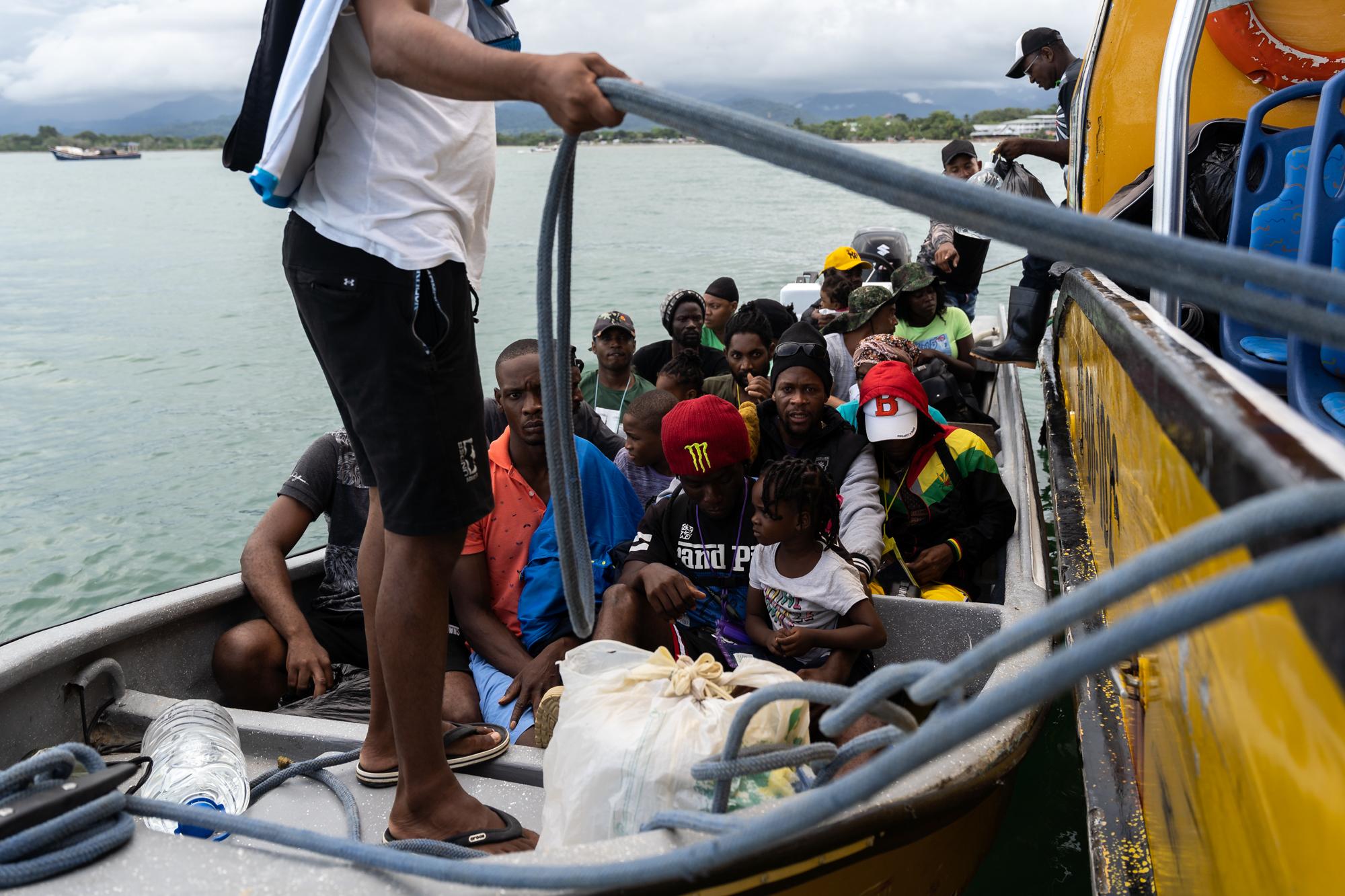 Inside The Derian Gap - A group of Haitian migrants cross the Gulf of Uraba from...
