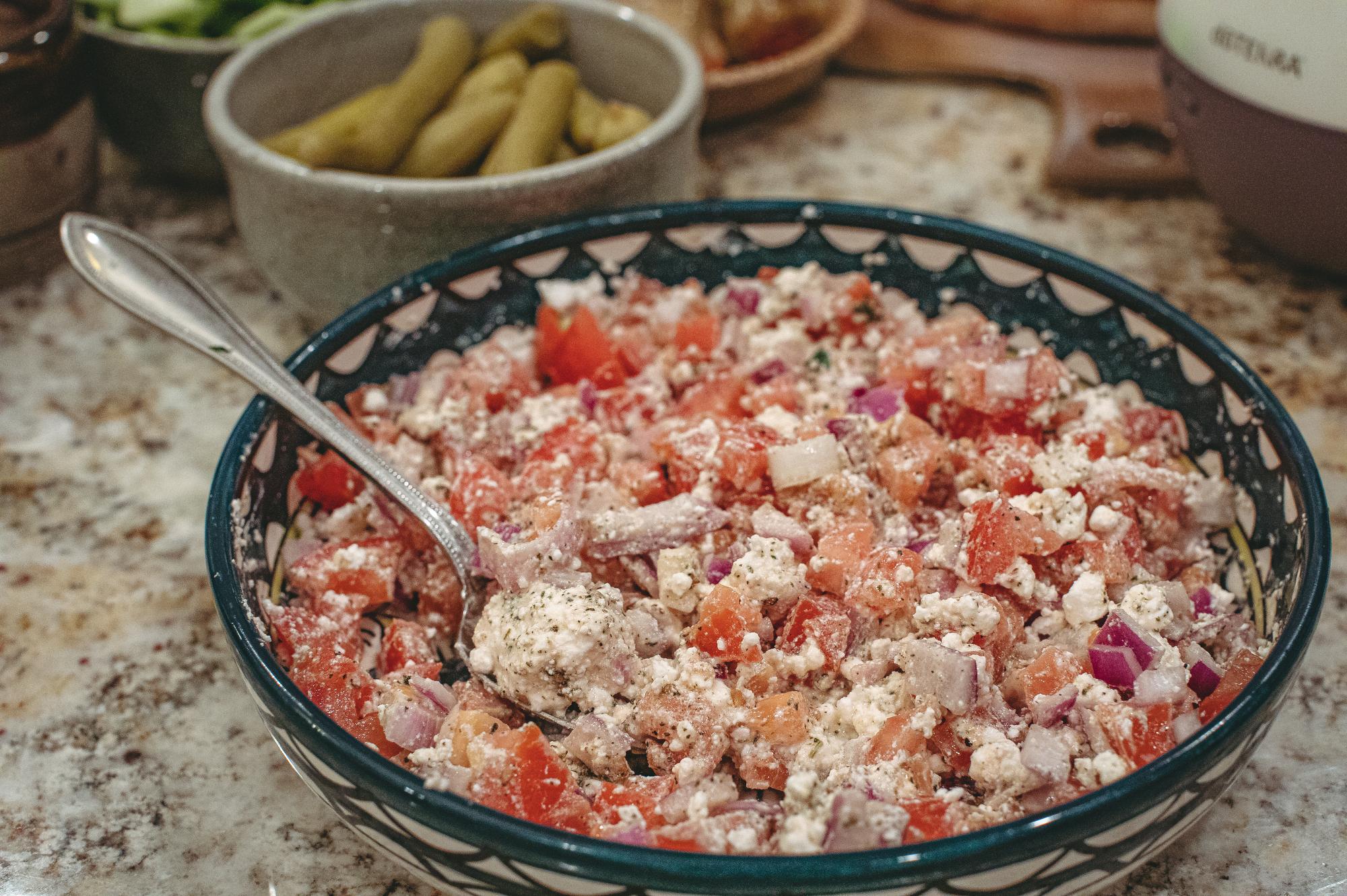 Pandemic Cravings - PANDEMIC CRAVINGS; Lebanese salad with feta cheese.  