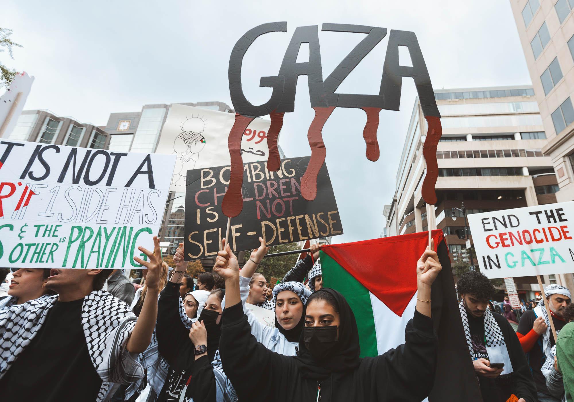 For Gaza: Ceasefire March in Washington D.C. - Pro-Palestinian protesters rallied downtown in...