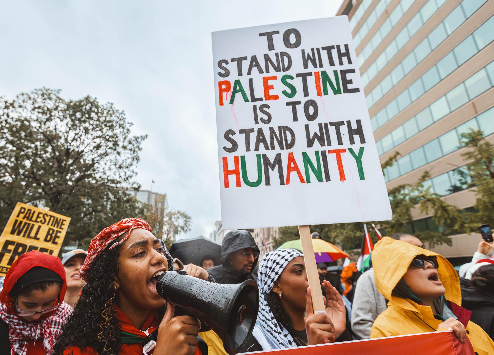 Pro-Palestine protests in Washington D.C. 2023 - Pro-Palestinian protesters rallied downtown in...
