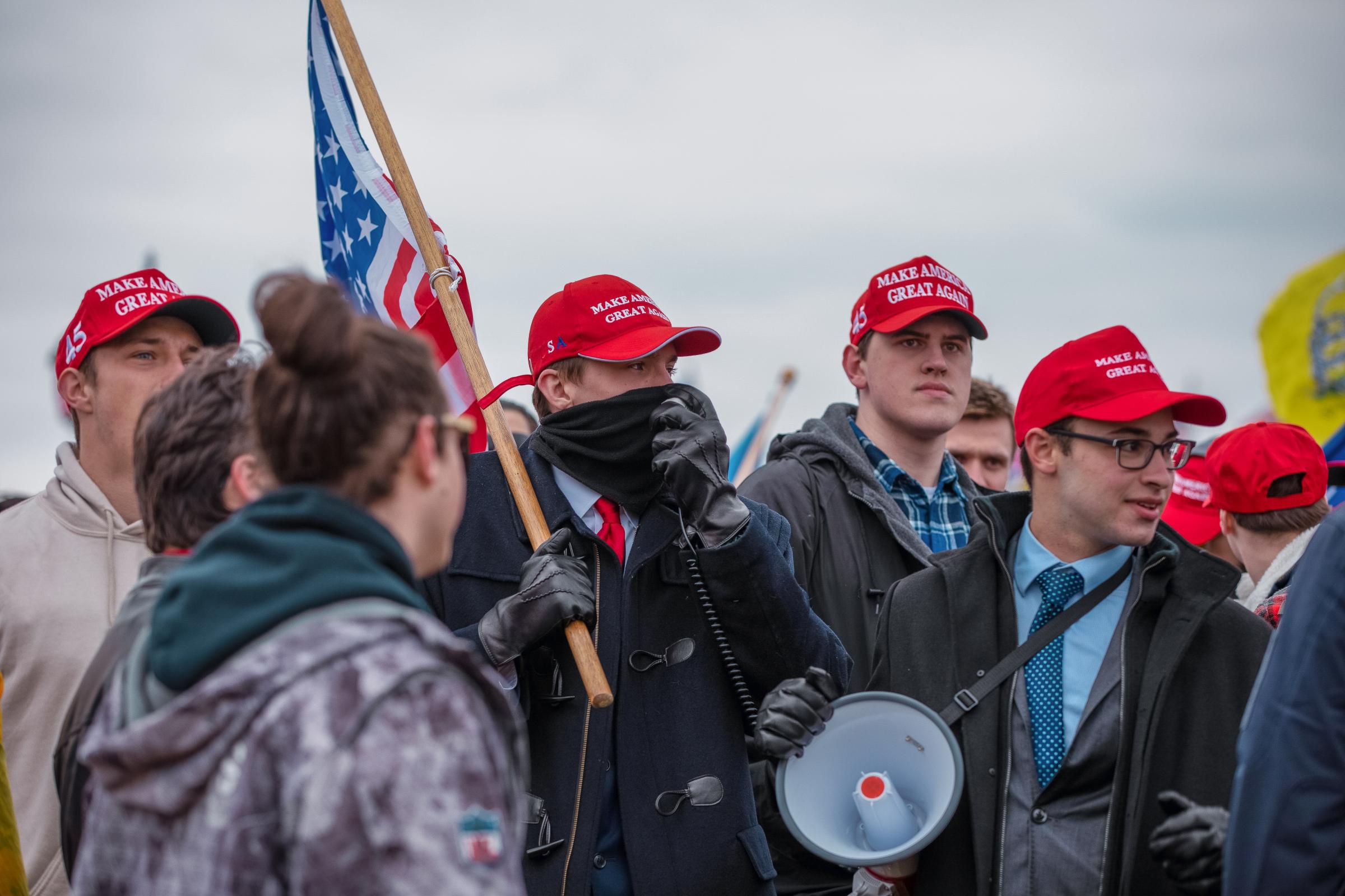 Thousands of Trump's supporters protesting at Washington Monument in support of President...