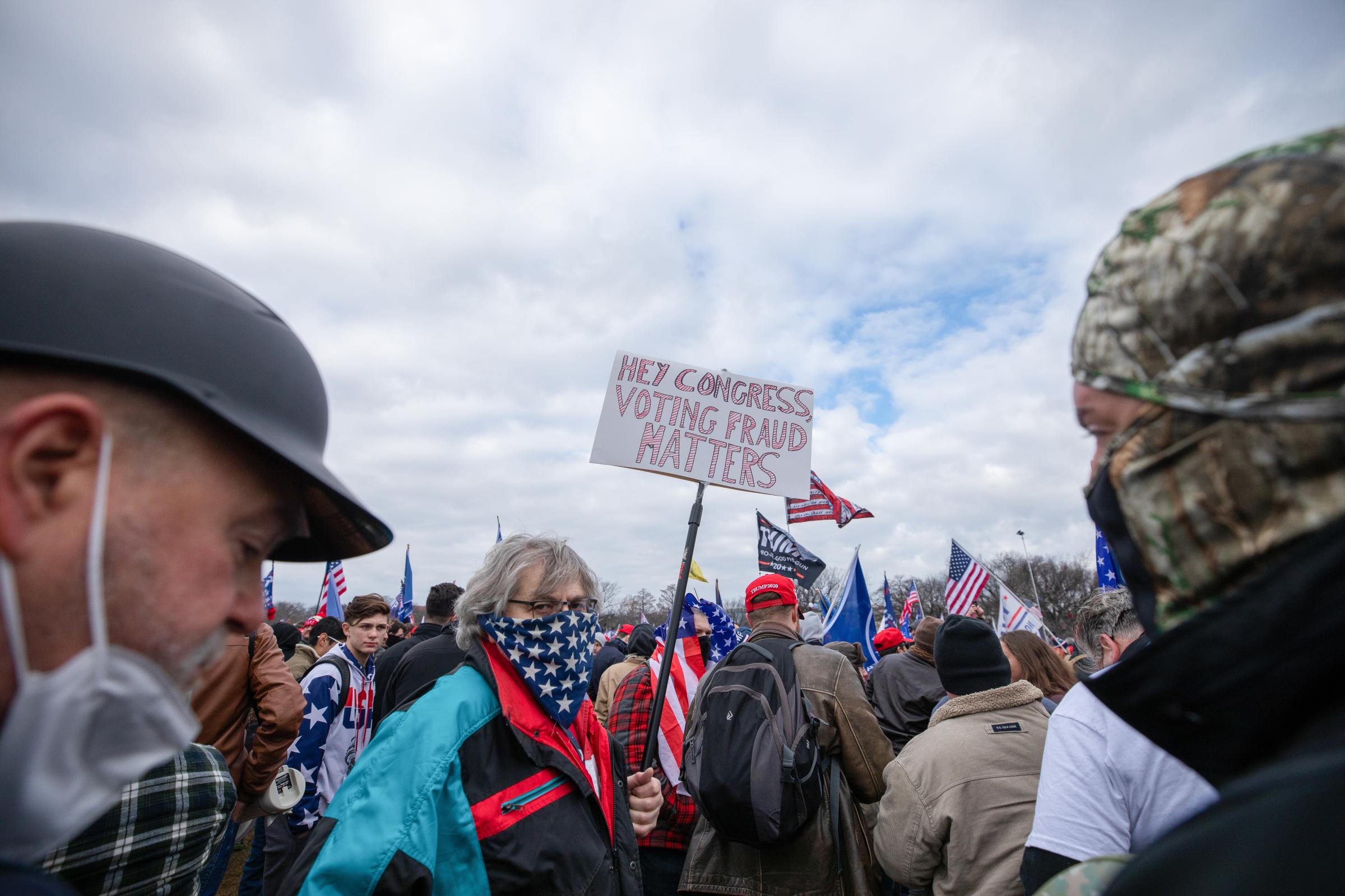 Thousands of Trump's supporters protesting at Washington Monument in support of President...