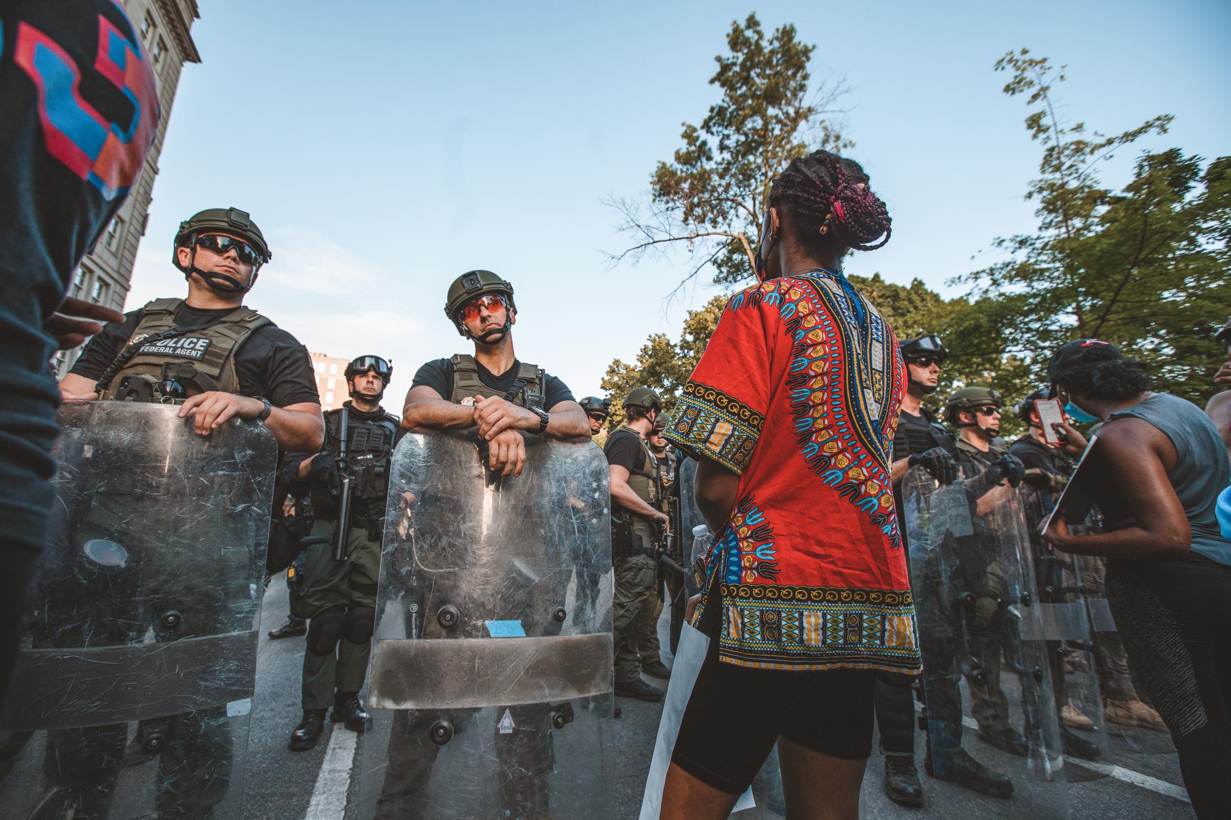 WASHINGTON D.C., Demonstrators and police face off on the sixth consecutive day of protests over...