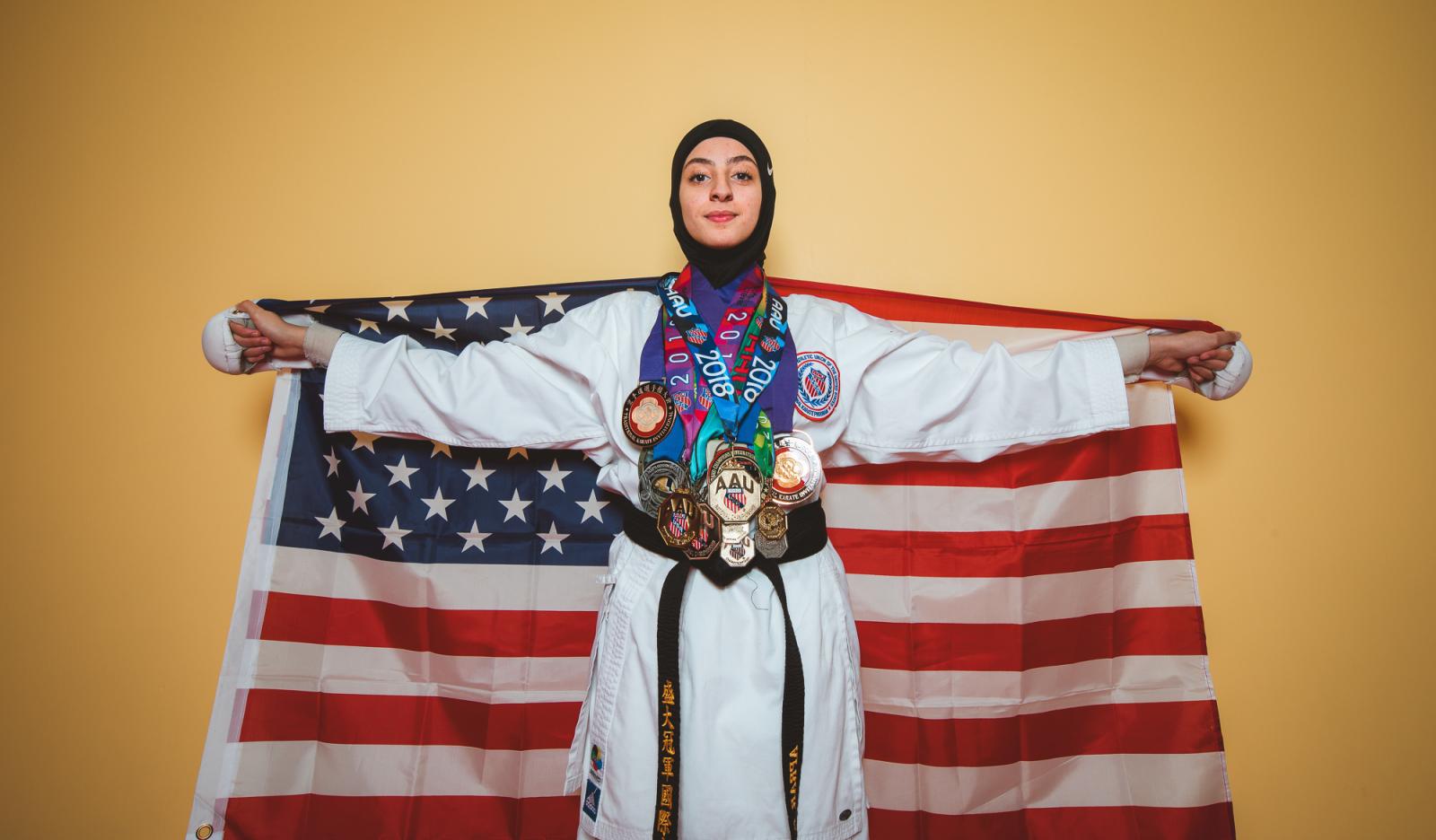 PORTRAITS - Aprar Hassan is a 19-year-old, Muslim-American Karate...