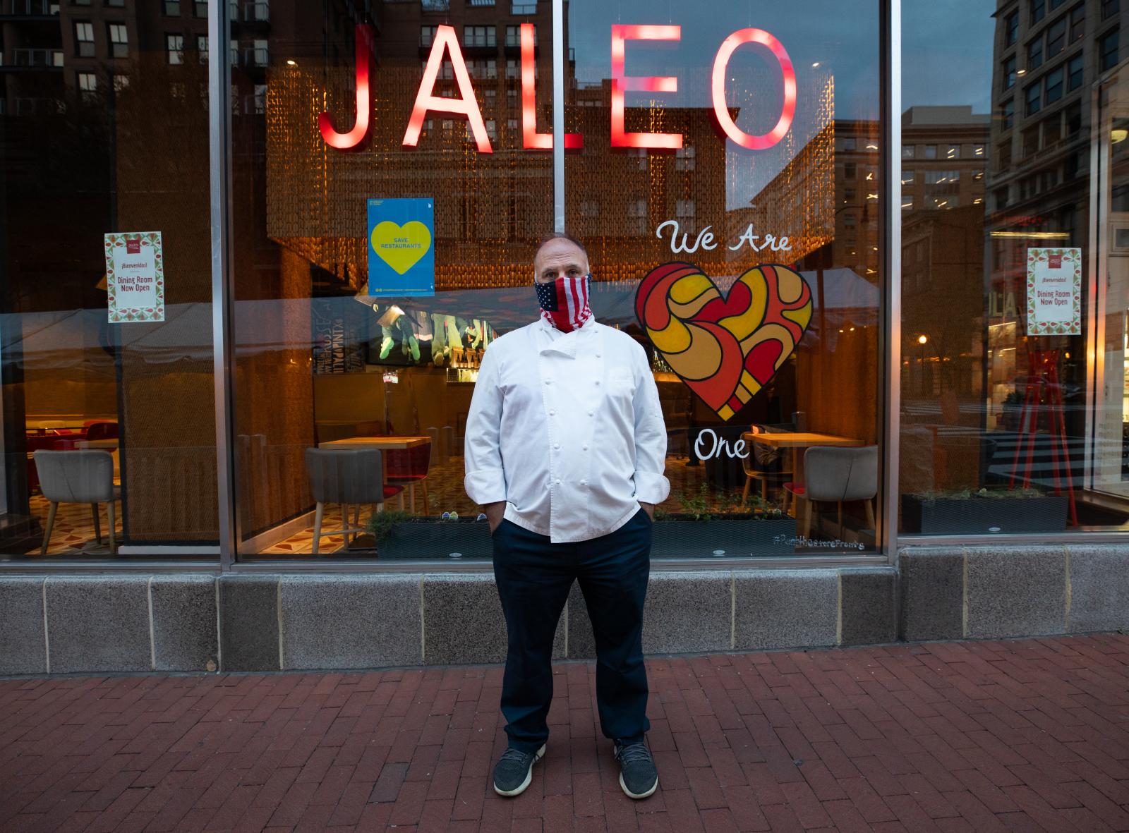 Washington D.C. November 24th 2020. Chef José Andrés in front of his resturant Jaleo in Chintown, D.C. 