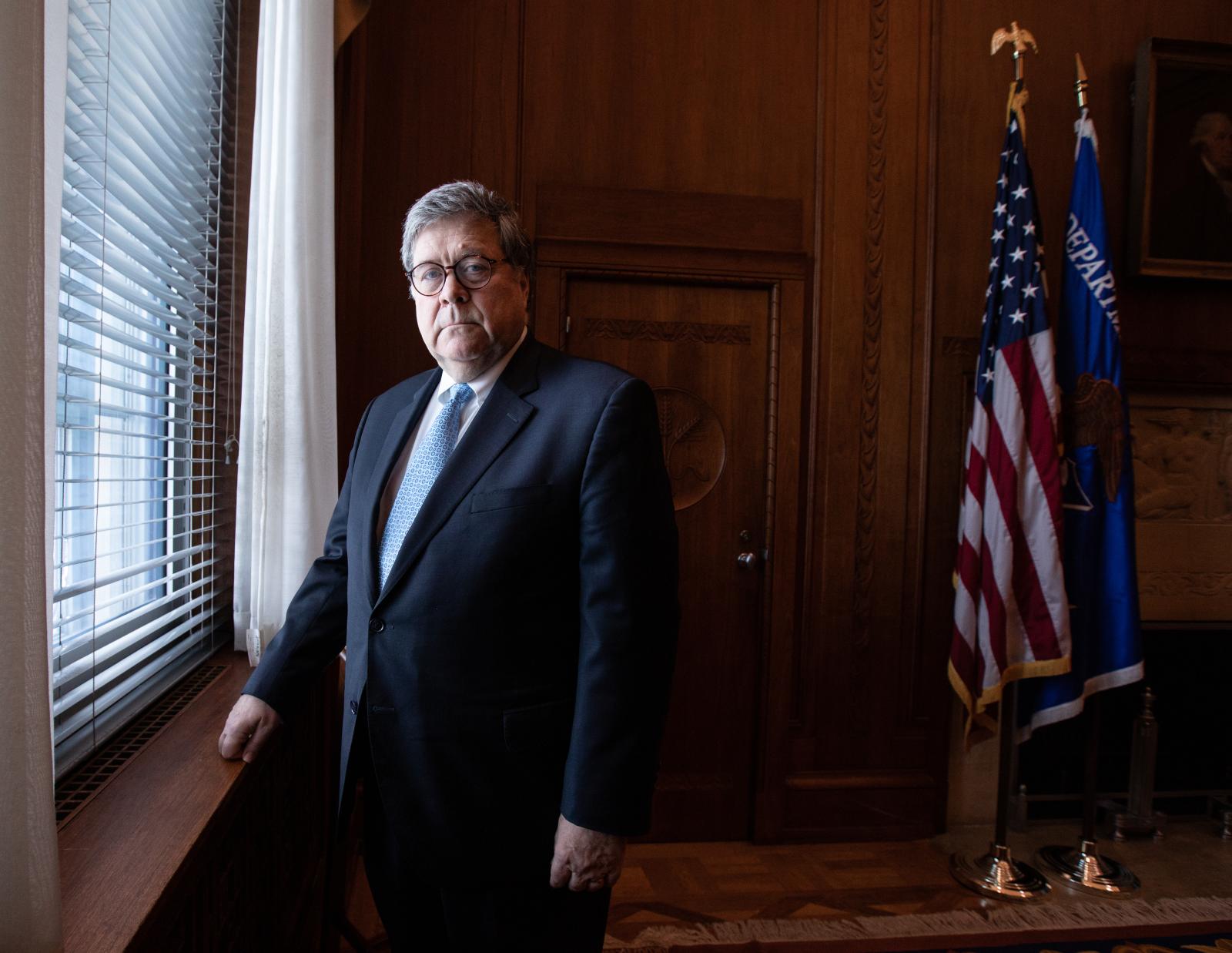 Washington D.C. June 25th 2020. William Pelham Barr, American attorney General and government official posing for a portrait at a conference room at the Department of Justice in Washington D.C. 