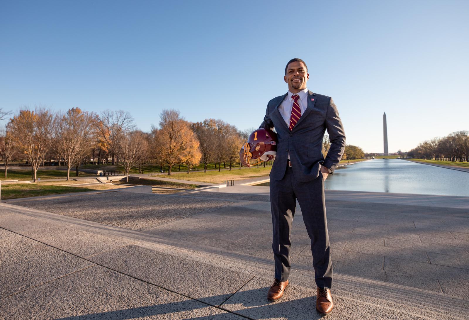 Jason Gomillion Wright, President Of The Washington Football Team of the National Football League posing for a portrait in front of Lincoln memorial in Washington, D.C. 