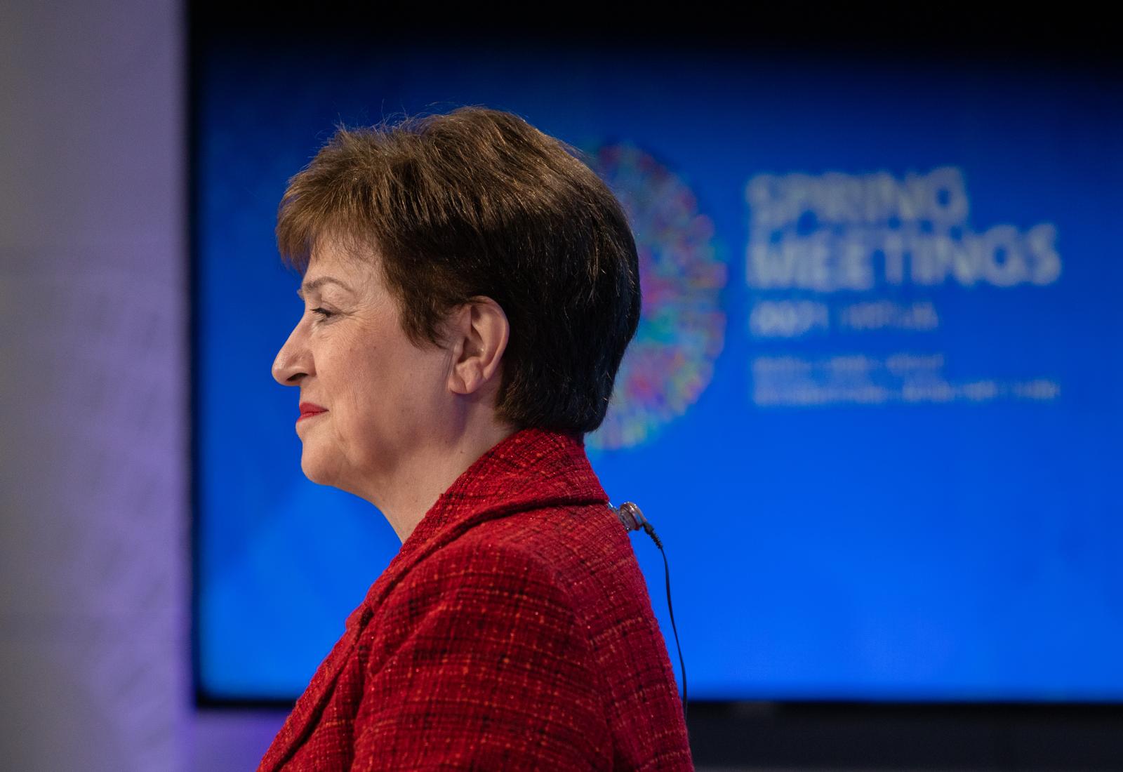 Managing Director Kristalina Georgieva and Magdalena Andersson, Chairman for the International Monetary Fund and Financial Committee, participate in the IMFC Press Conference during the 2021 Spring Meetings at the International Monetary Fund. IMF/Eman Mohammed Washington United States