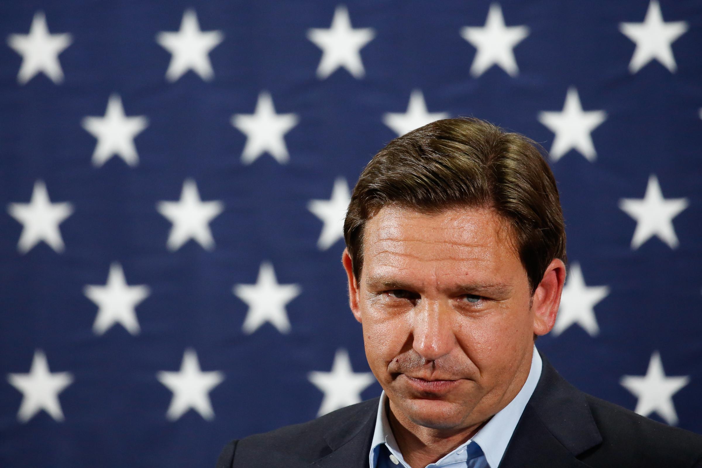 slideshow - Florida Governor Ron DeSantis speaks during a rally ahead of the midterm elections, in Hialeah,...