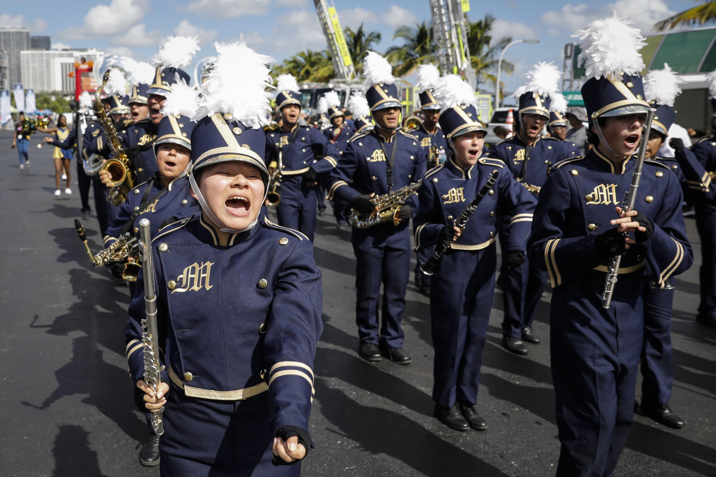 slideshow - Members of the Miami Senior High School Million Dollar Band take part in the "Hometown...