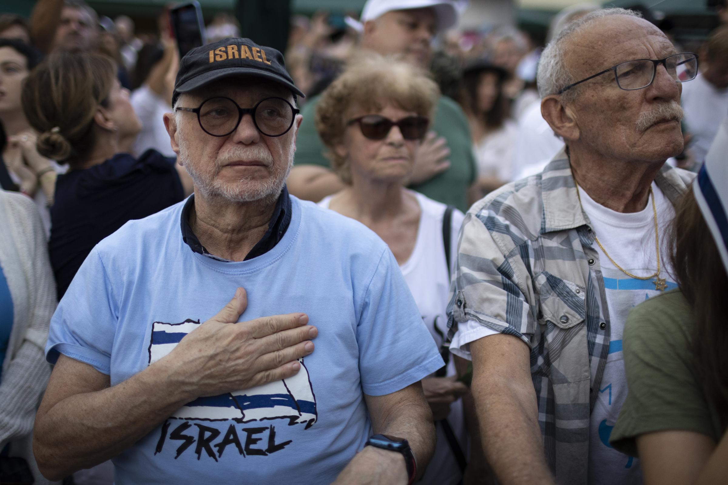 People attend a gathering in support of Israel in Aventura, Florida, on October 9, 2023. Marco BELLO Aventura United States
