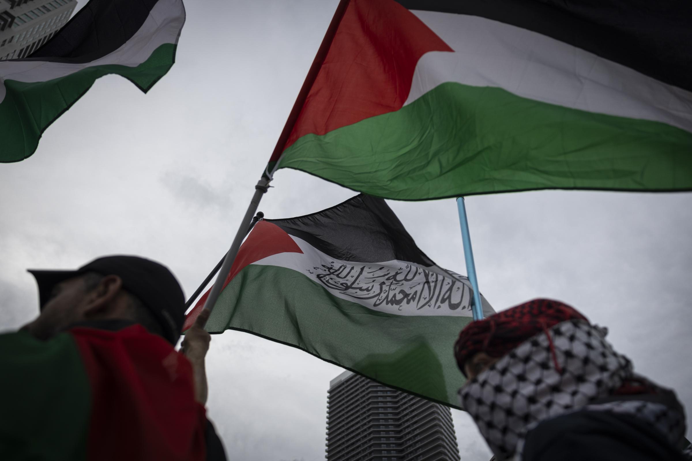 Pro-Palestine demonstration in Miami - People attend a rally in support of Palestinians in the...