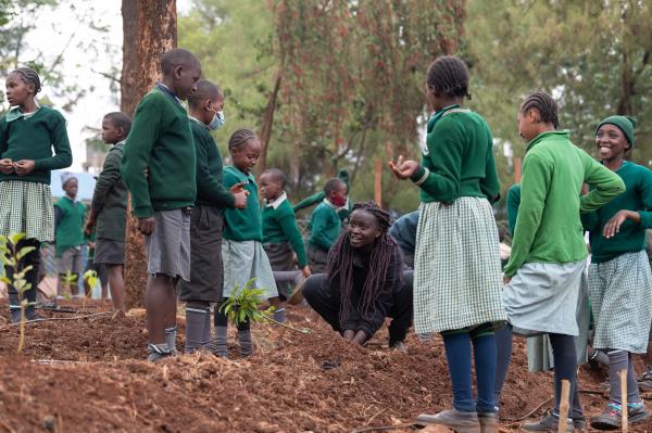 Image from Derrick Milimo - Joan Njoki of Miti alliance teaching pupils of Kirangari...