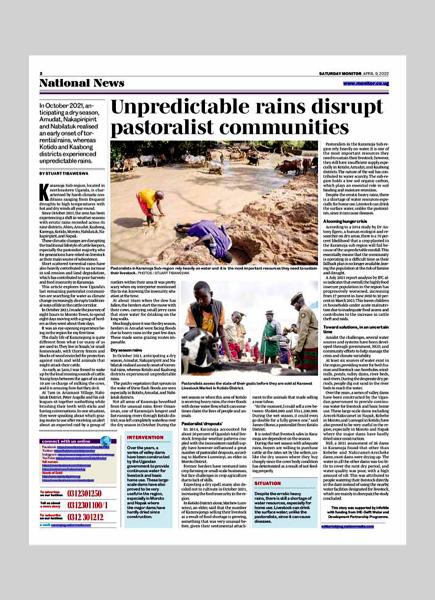Image from tear sheets_2022 -   Shifting seasons  -    Daily Monitor   , April 2022 