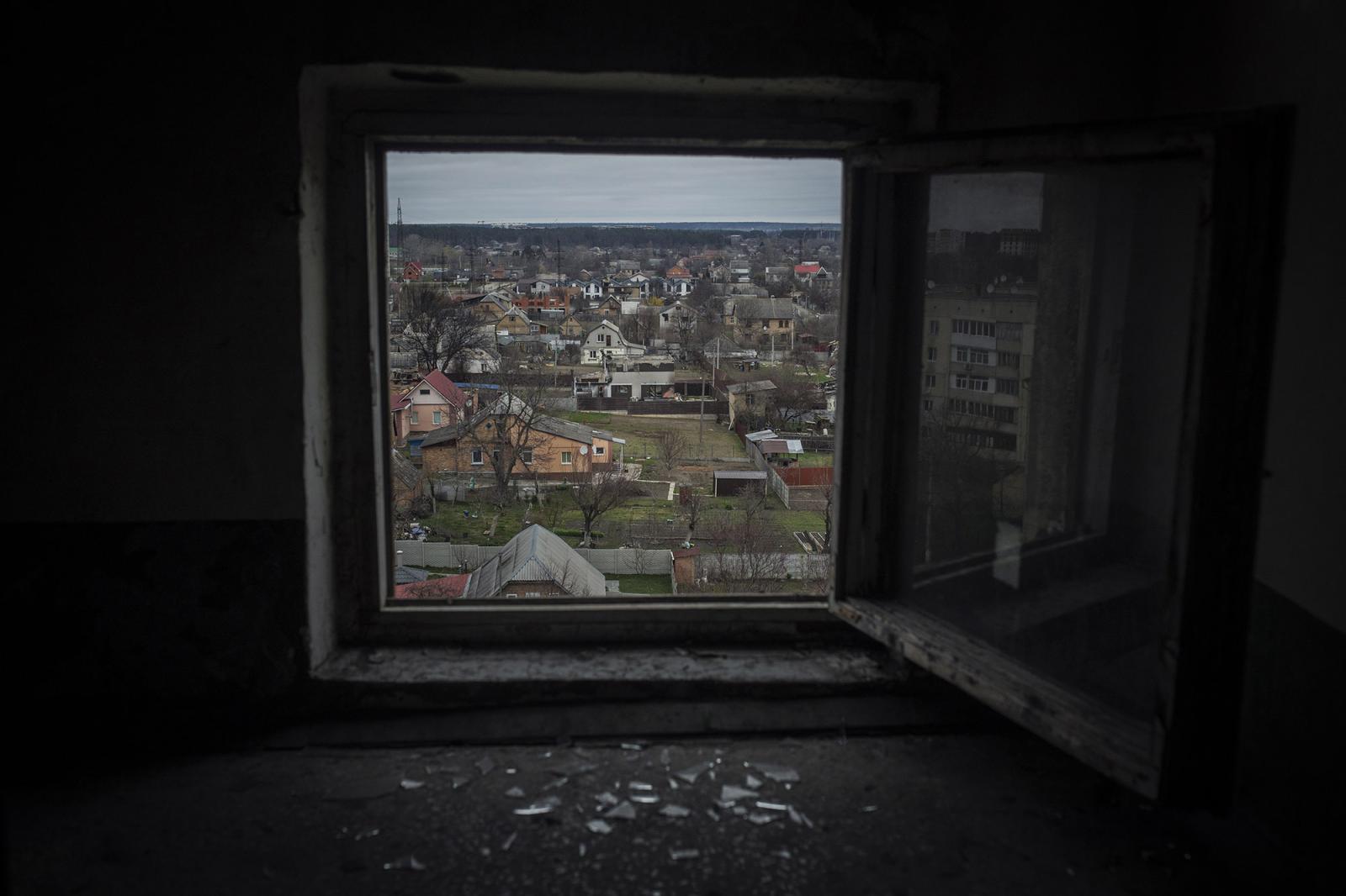  The city of Bucha as seen from...an population. April 13, 2022. 