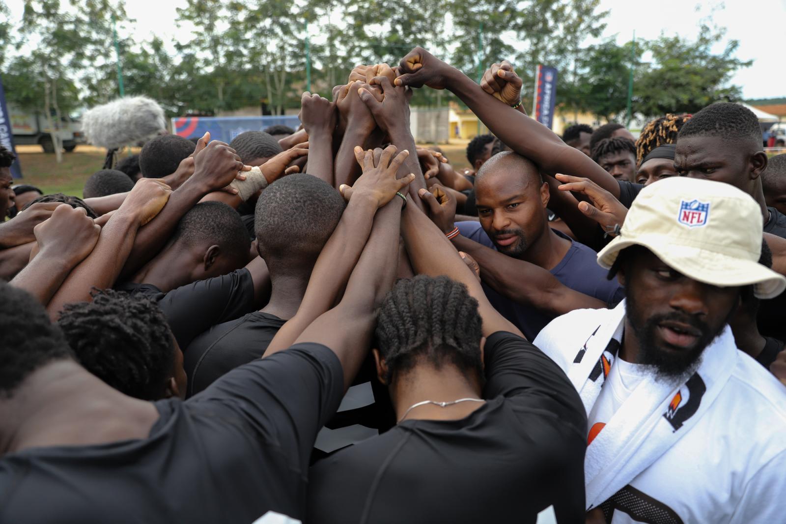 Prospects chants with their coa...Dennis/AP Images for NFL) Ghana