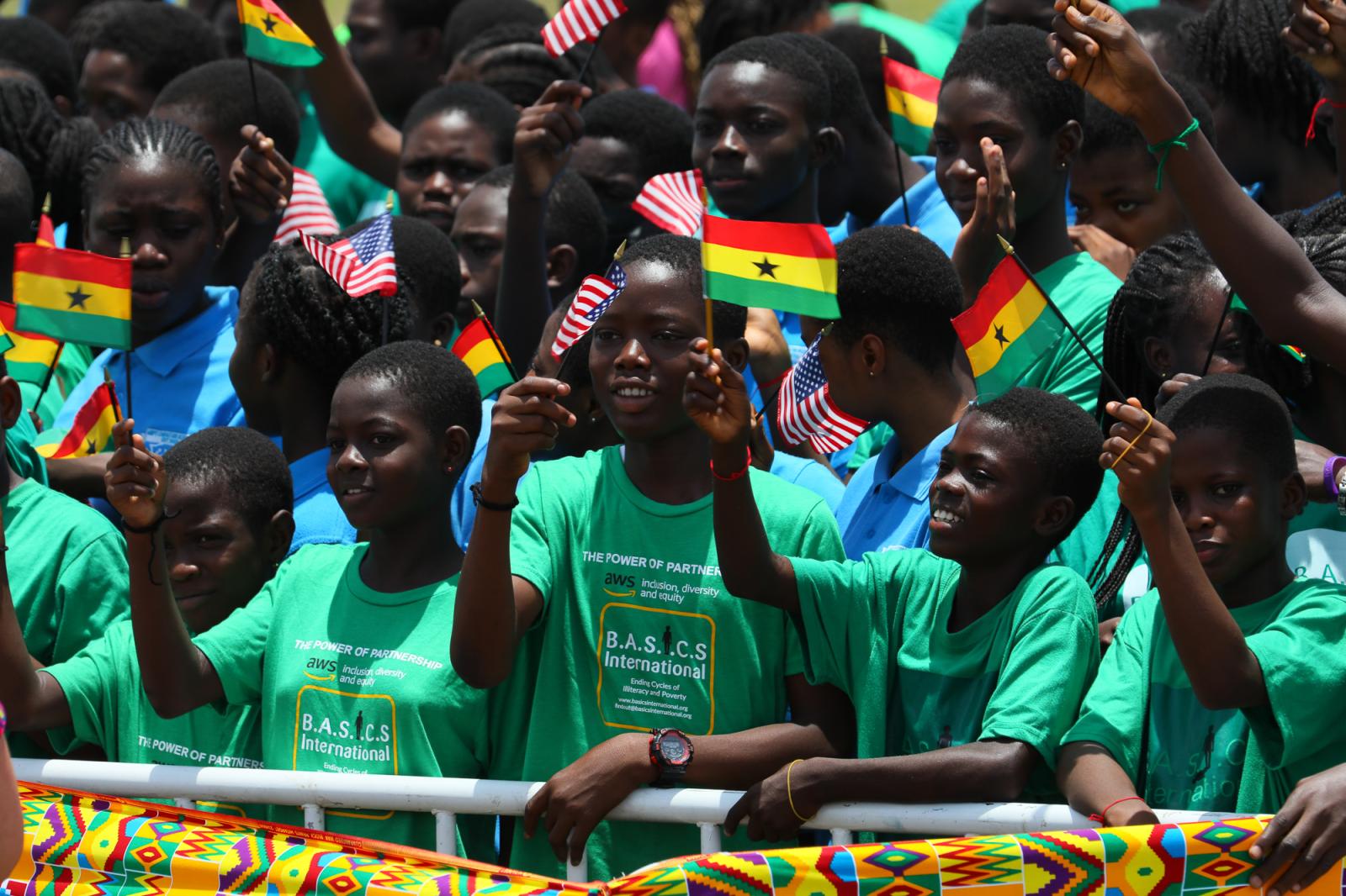 Children cheer on the arrival o...Ghana, on March 26, 2023. Ghana