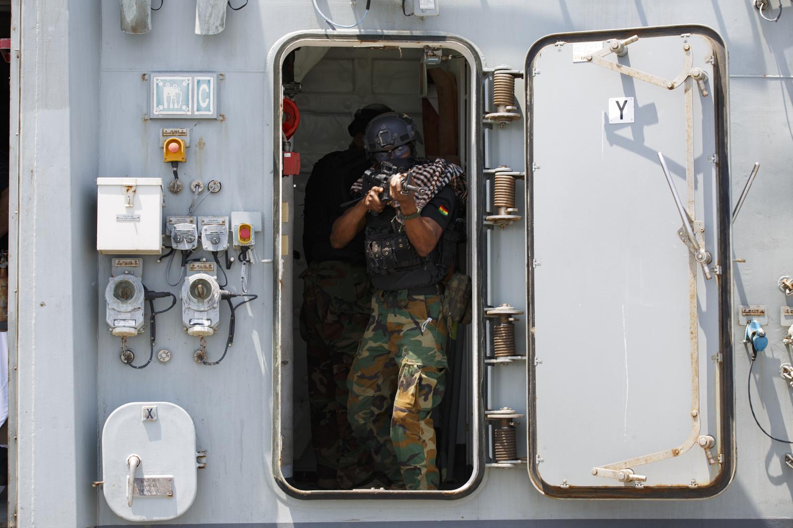 Flintlock 2023 - Ghanaian soldiers conduct close-quarter combat drills...