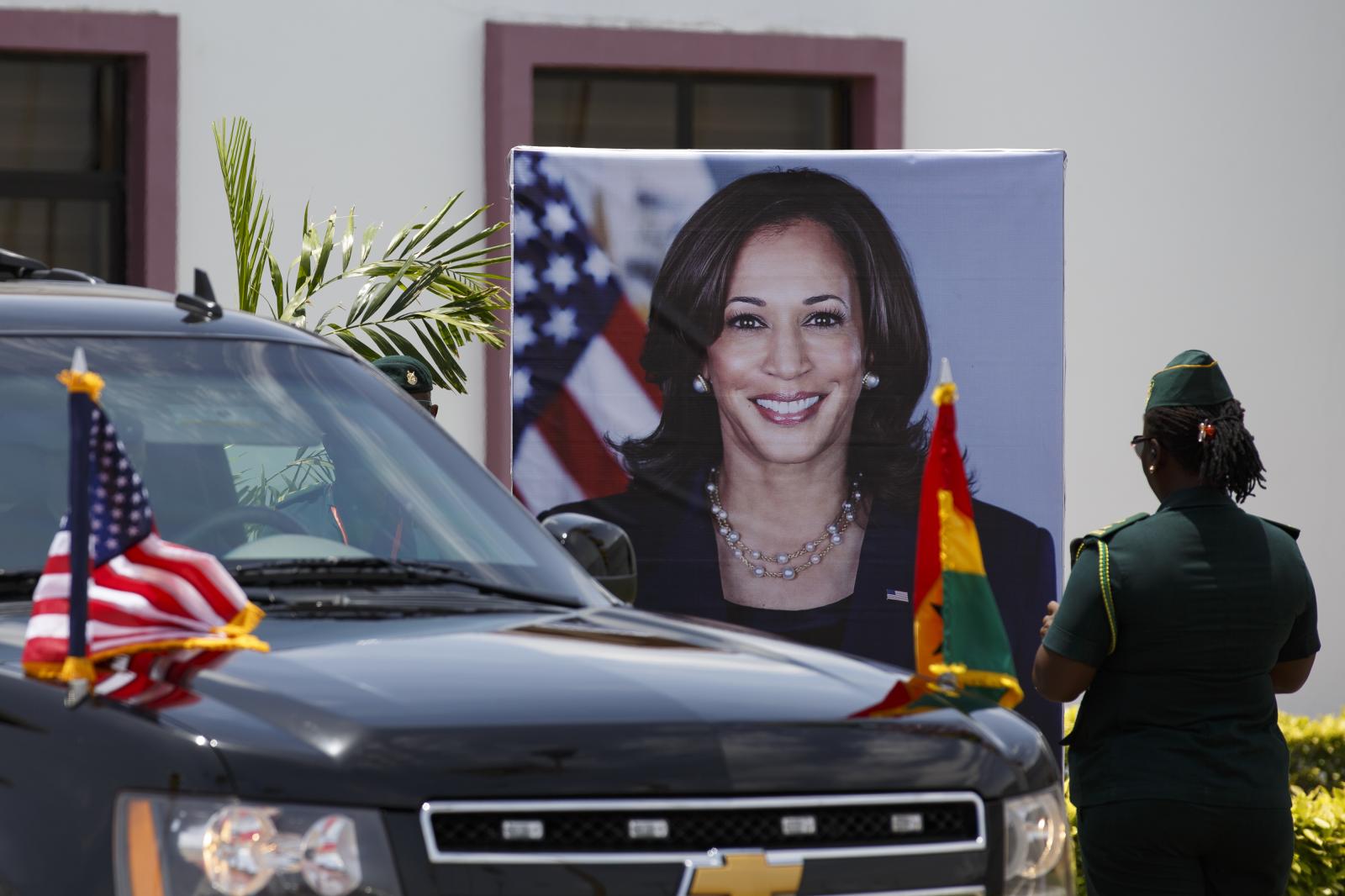 U.S. Vice President Kamala Harris Visit To Ghana - U.S. Vice President Kamala Harris's picture displayed...