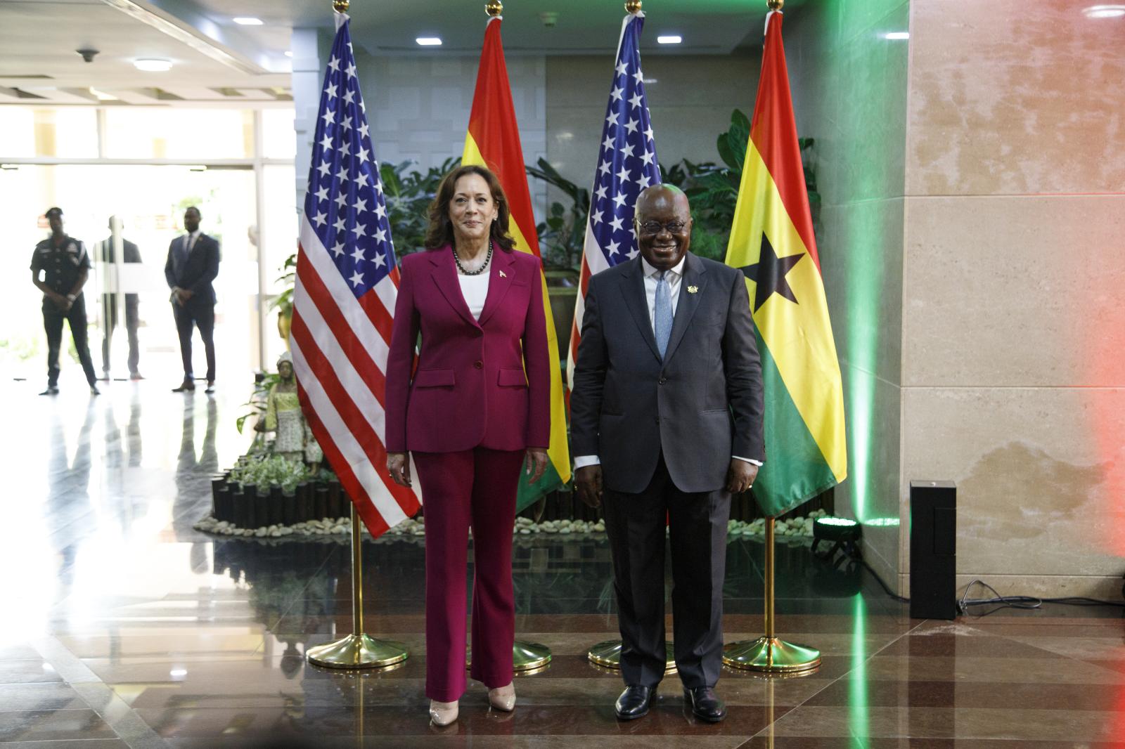 U.S. Vice President Kamala Harris Visit To Ghana - U.S. Vice President Kamala Harris left and Ghana...
