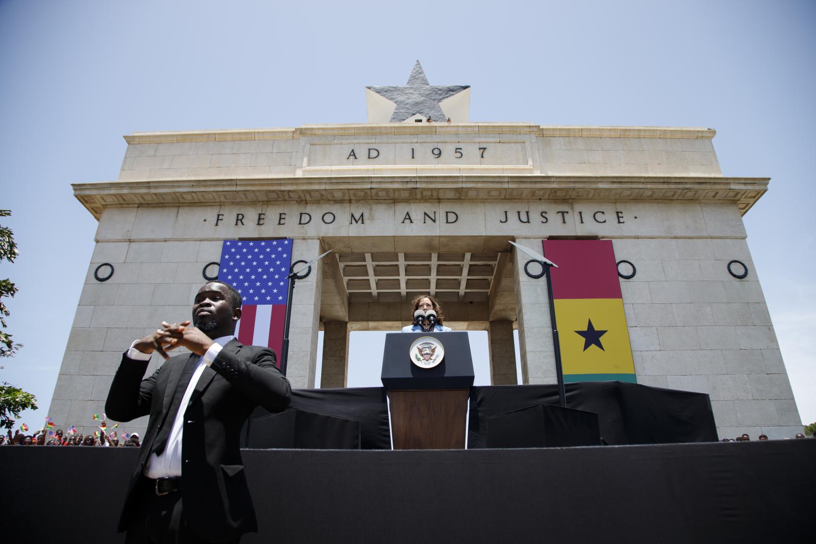 Image from U.S. Vice President Kamala Harris Visit To Ghana - U.S. Vice President Kamala Harris addresses youth...