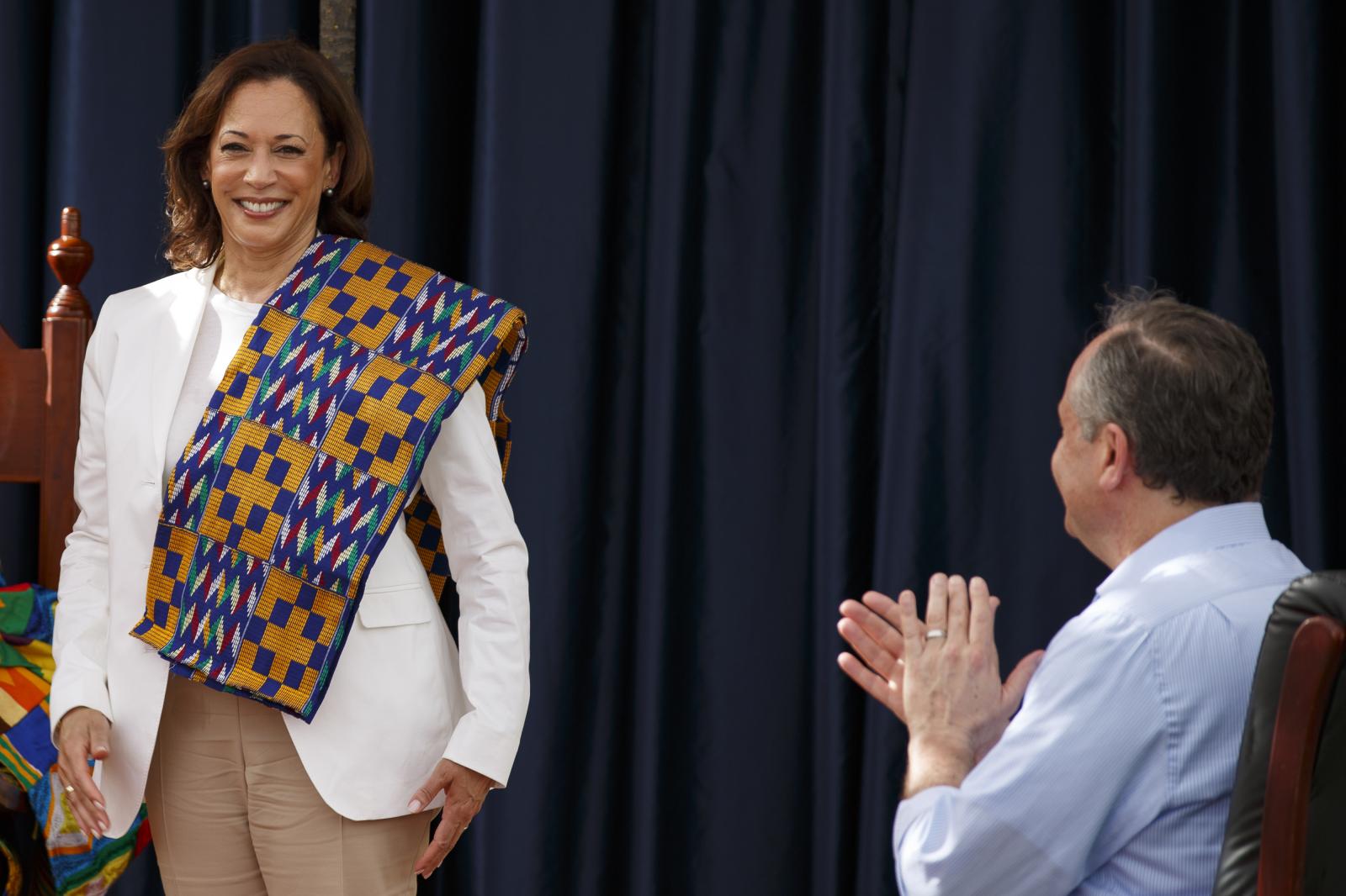 U.S. Vice President Kamala Harris Visit To Ghana - U.S. Vice President Kamala Harris dressed in a...