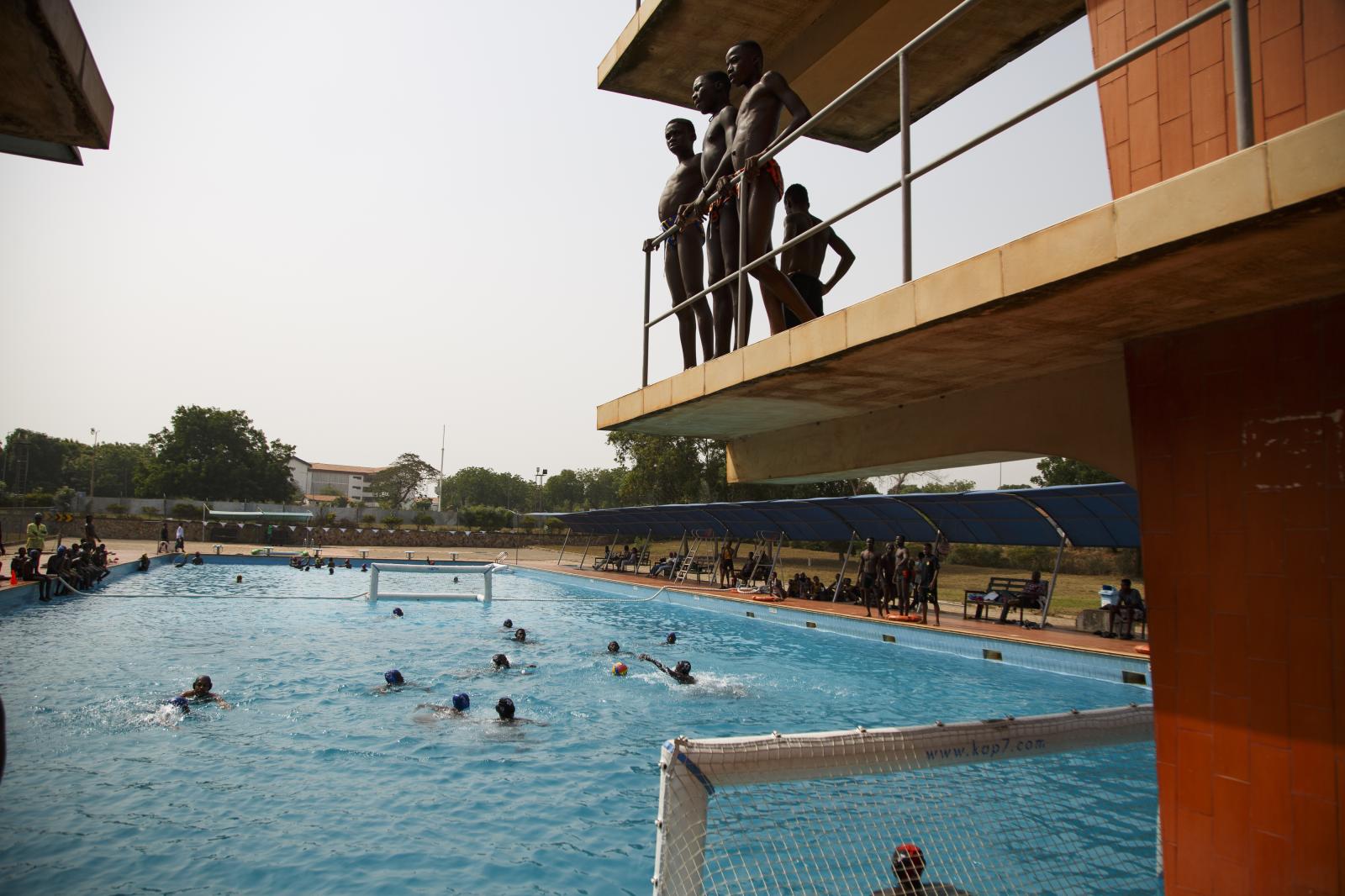Water Polo - Two teams play water polo during an Awutu Winton Water...