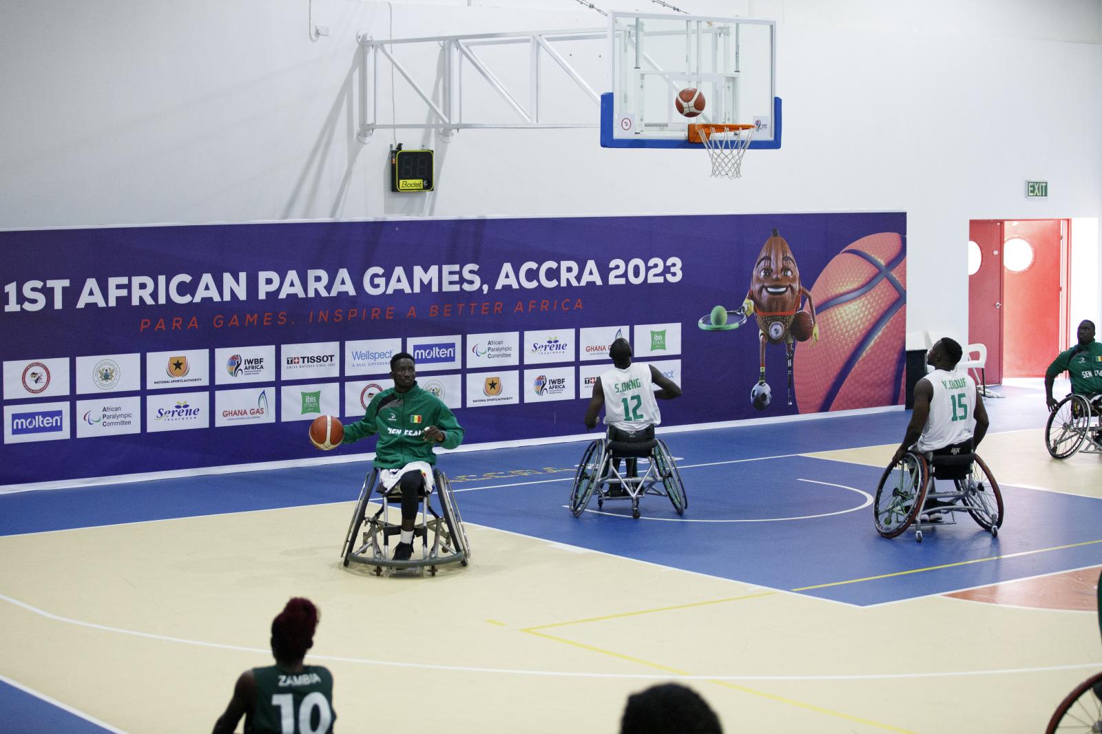 Image from First African Para Games  - The Senegal wheelchair basketball team warmed up ahead of...