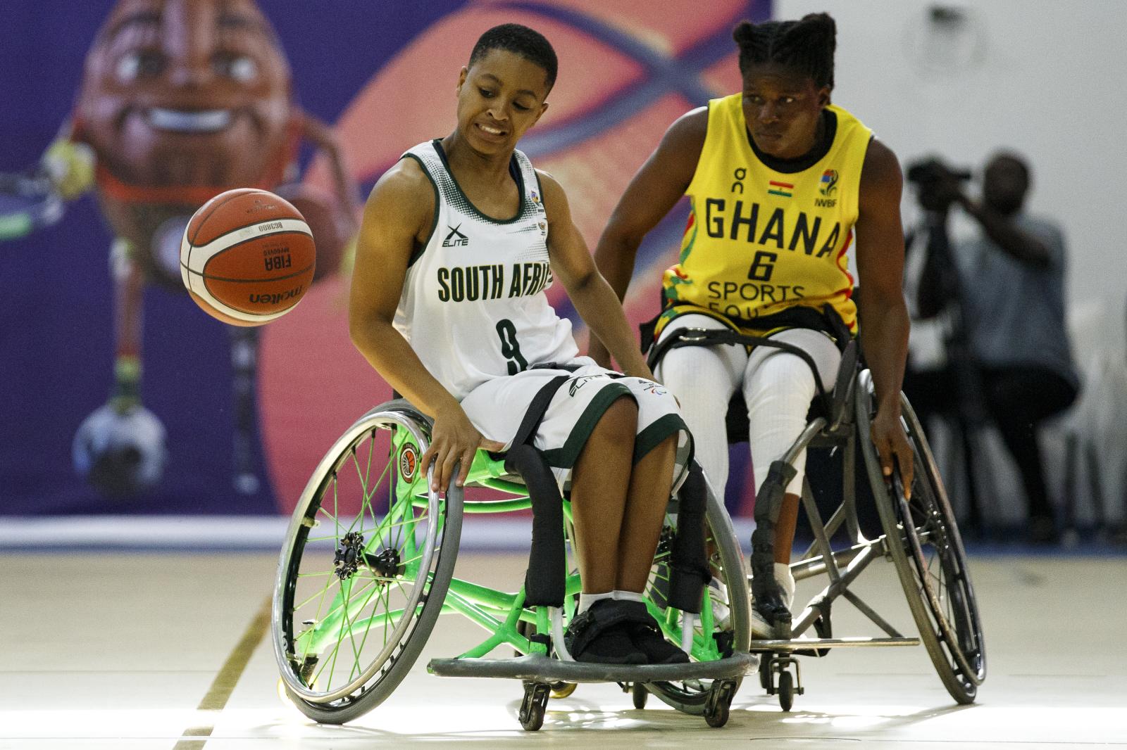 Image from First African Para Games  - Michelle Moganedi of South Africa reacts during their...