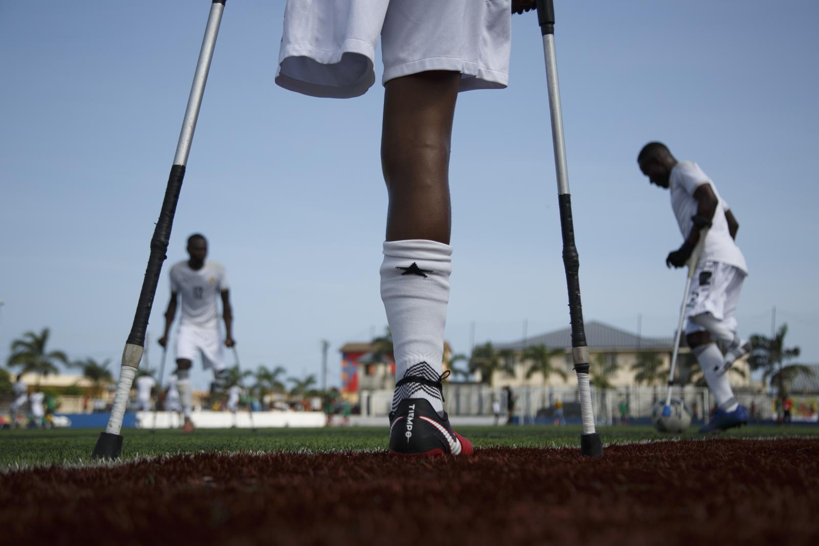 Image from First African Para Games  - The Ghanaian Amputee football team warmed up ahead of...