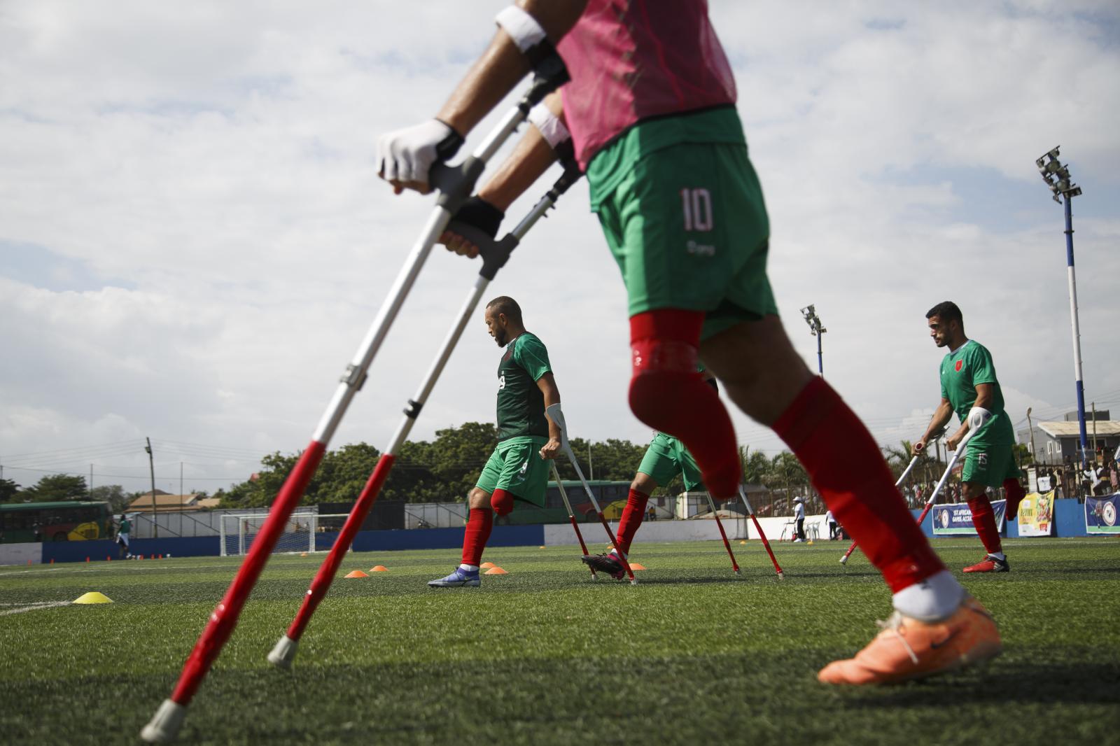 Image from First African Para Games  - The Moroccan Amputee football team warmed up ahead of...