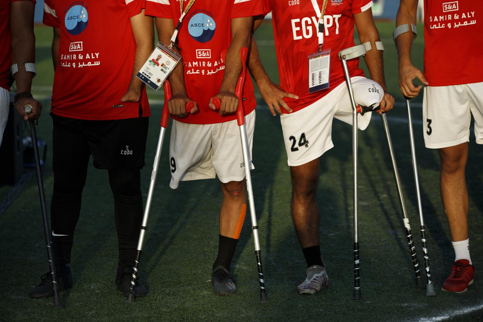 Image from First African Para Games  - The Egyptian Amputee football team lined up for their...