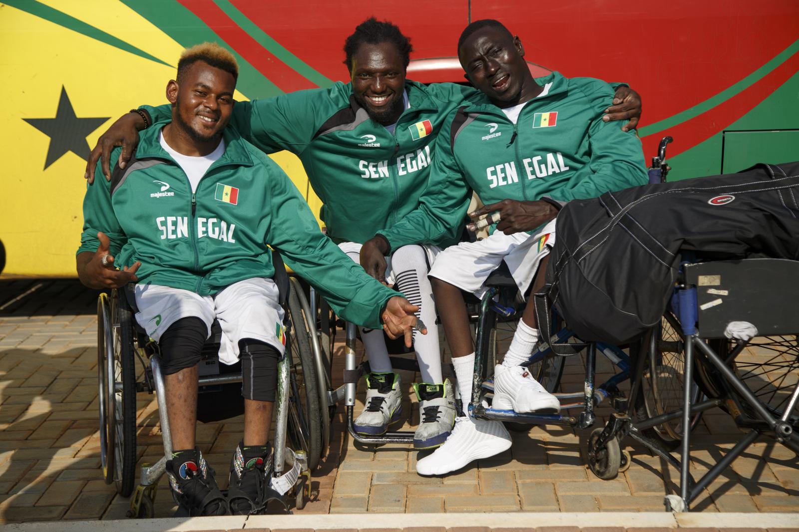 Image from First African Para Games  - Senegalese wheelchair basketball players pose for a...