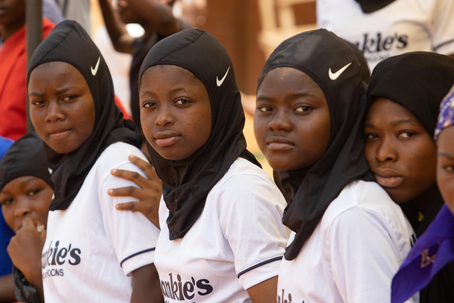 Image from Faith and Football - Girls wear Nike sponsored Hijabs during the 'hijab...
