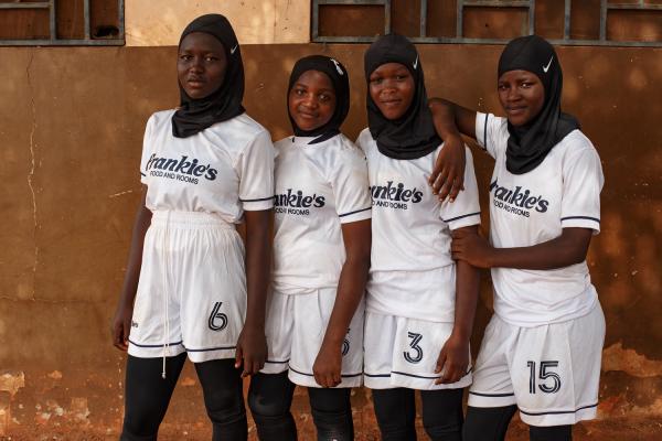 Faith and Football - Girls wear Hijabs during the 'hijab project' in...