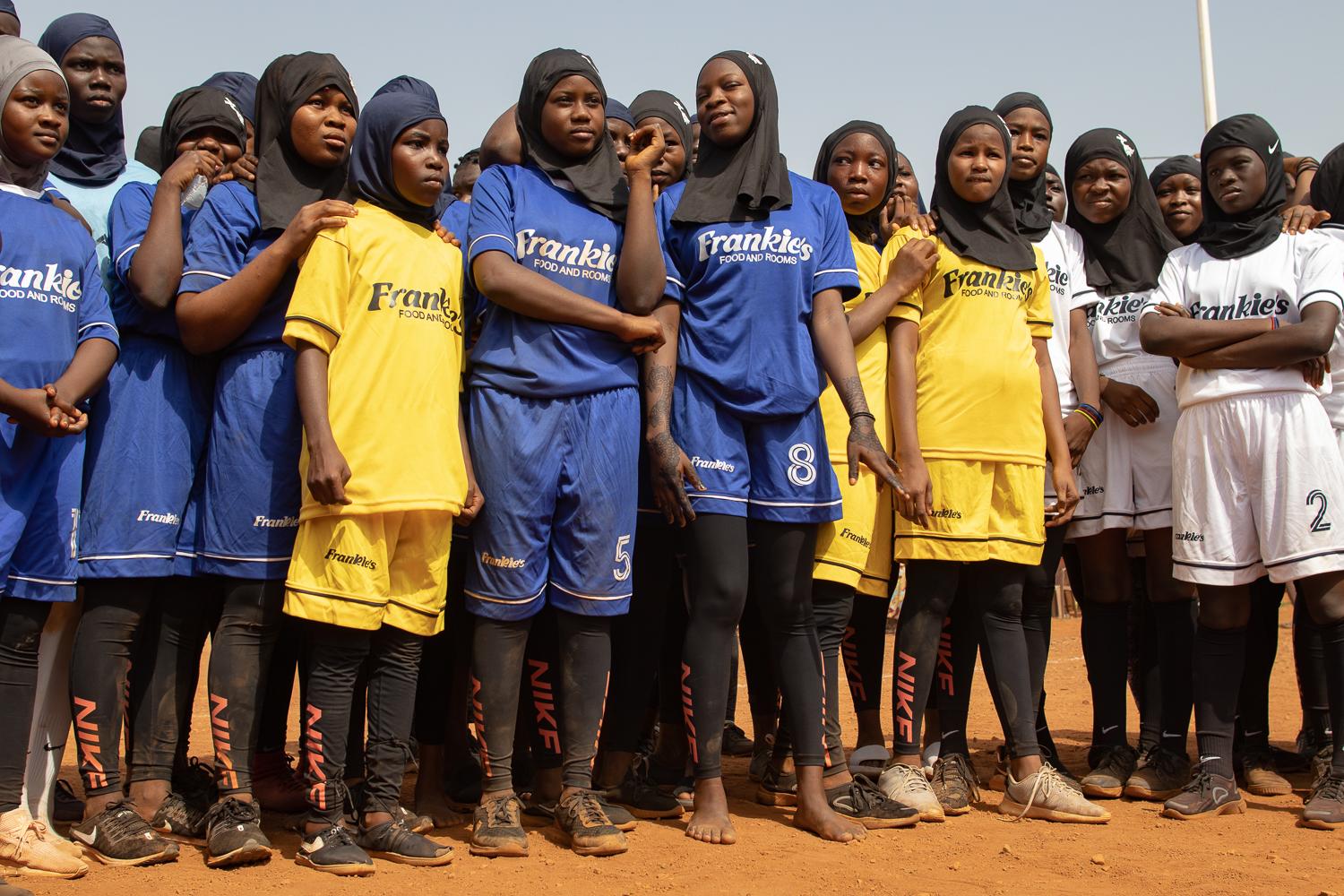 Image from Faith and Football - Group of girls assembled for a talk during the 'hijab...