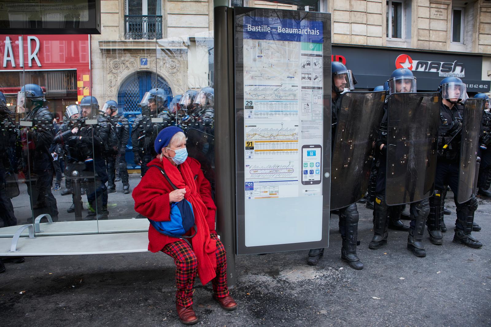 Protests in Paris against pension reform plans | Buy this image