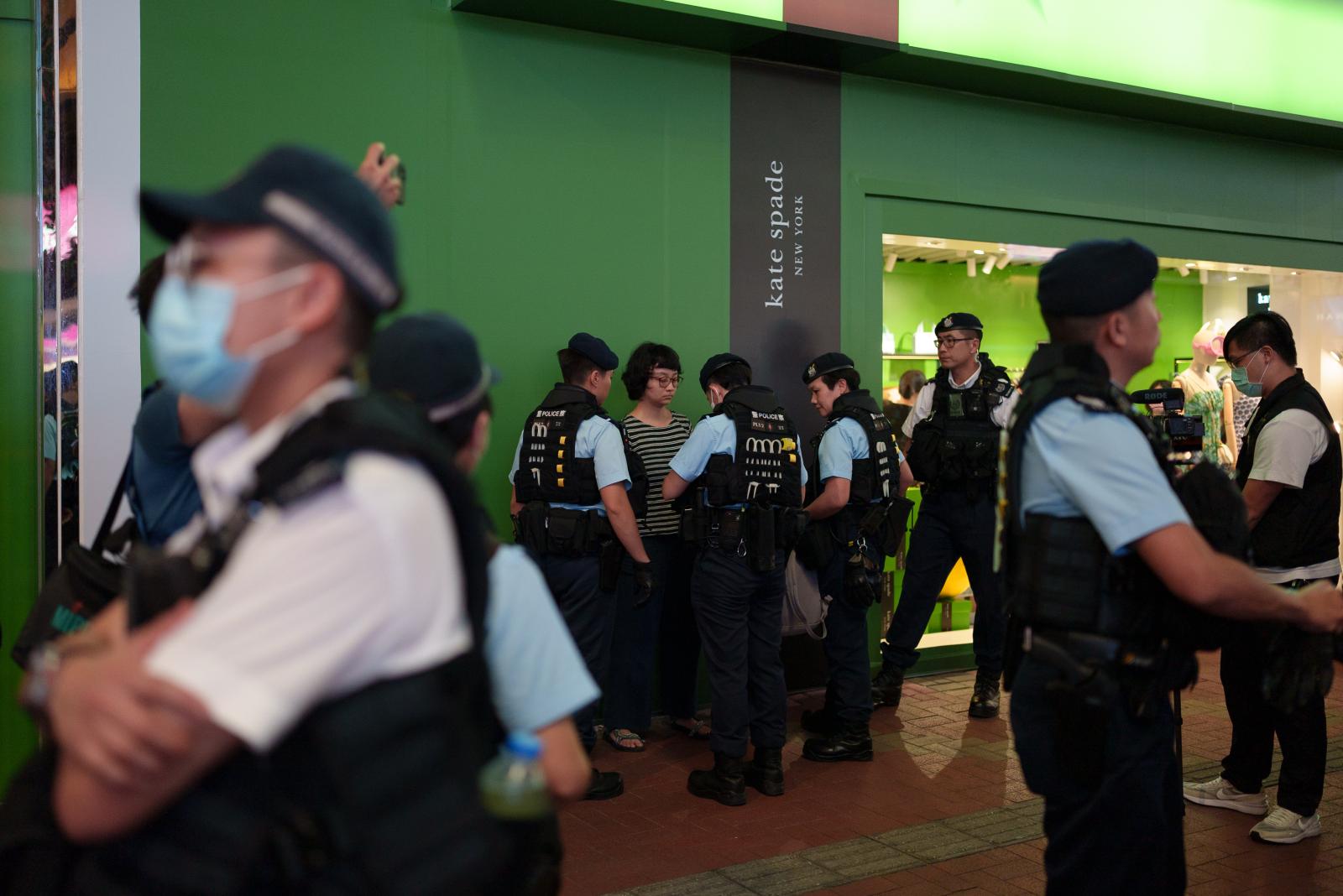 Police stop and search performa... YAN ZHAO/AFP via Getty Images)