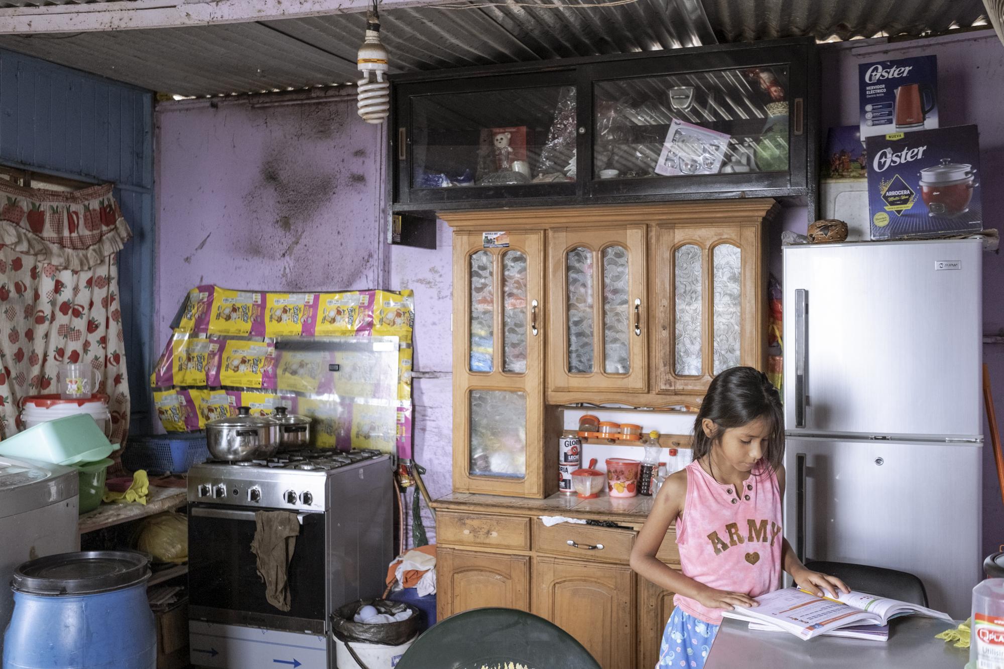 Lost generation of Covid - Portrait of Chandel Ampiche (9) studying in the kitchen...