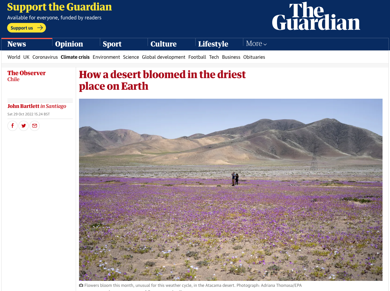 The Guardian: How a desert bloomed in the driest place on Earth