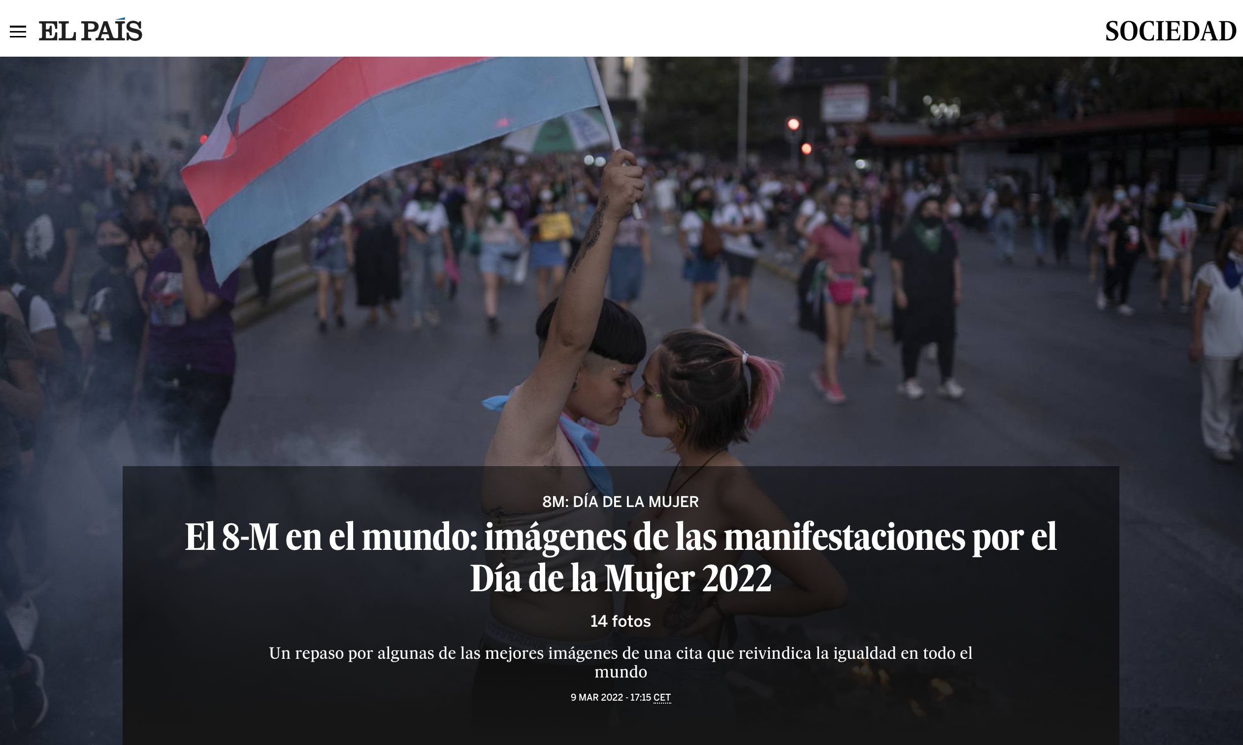 El País: 8-M in the world: images of the demonstrations for International Women's Day 2022