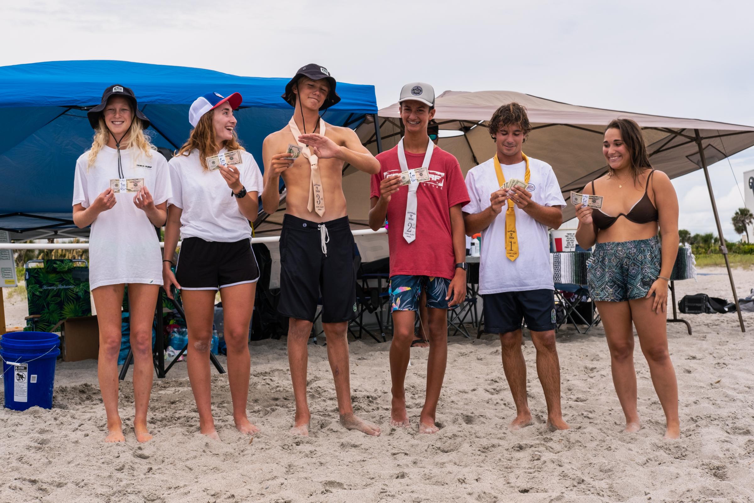 Cape Canaveral, FL. Hotdogzonastix Surf Contest July 2021 -  Sarah Stotz, Kaylin Weinrich, Shane Konrad, Gavin Idone,...