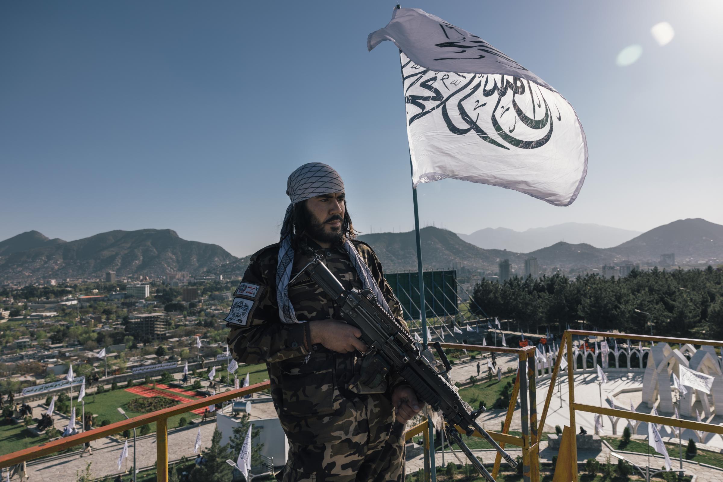 A Taliban fighter during a cerenomy of the Emirate on Wazir Akbar Khan hill in Kabul.