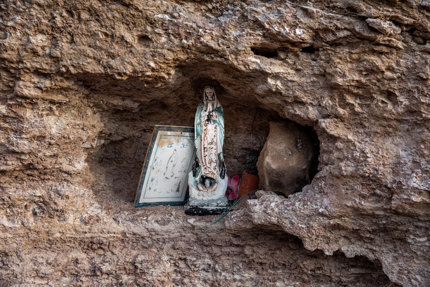 Ornaments are placed in a rock ...rnia, Mexico, July 2021. Mexico